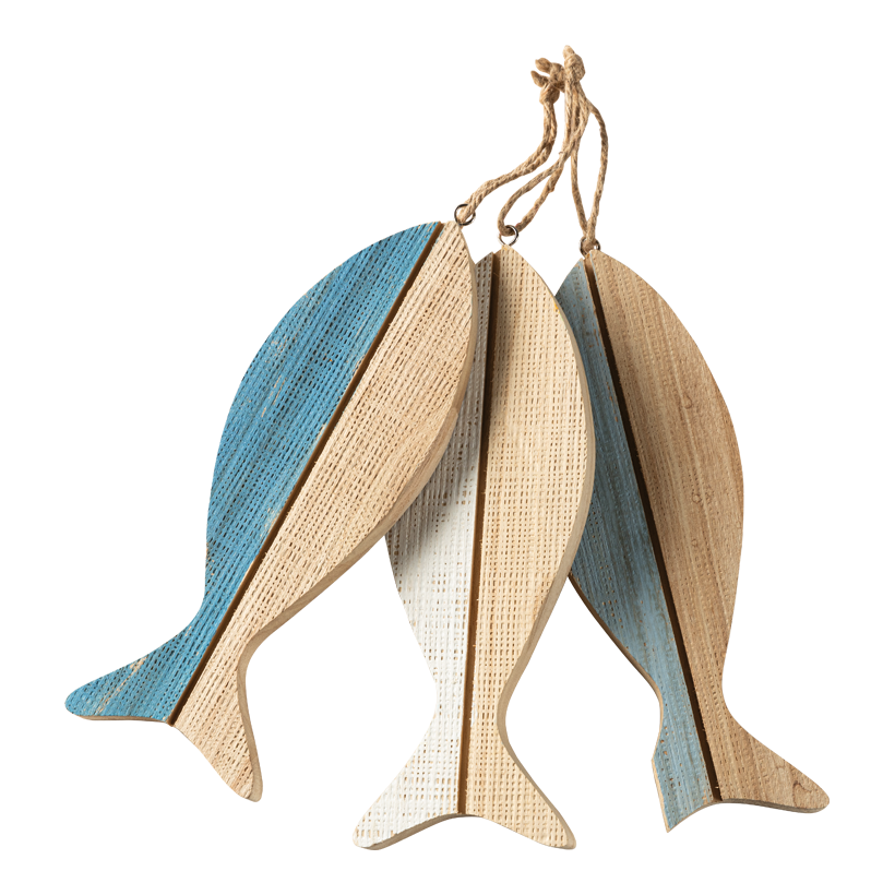 Fisch-Hänger, 23x15x1,5cm im 3-er Set, aus Holz, zum Hängen