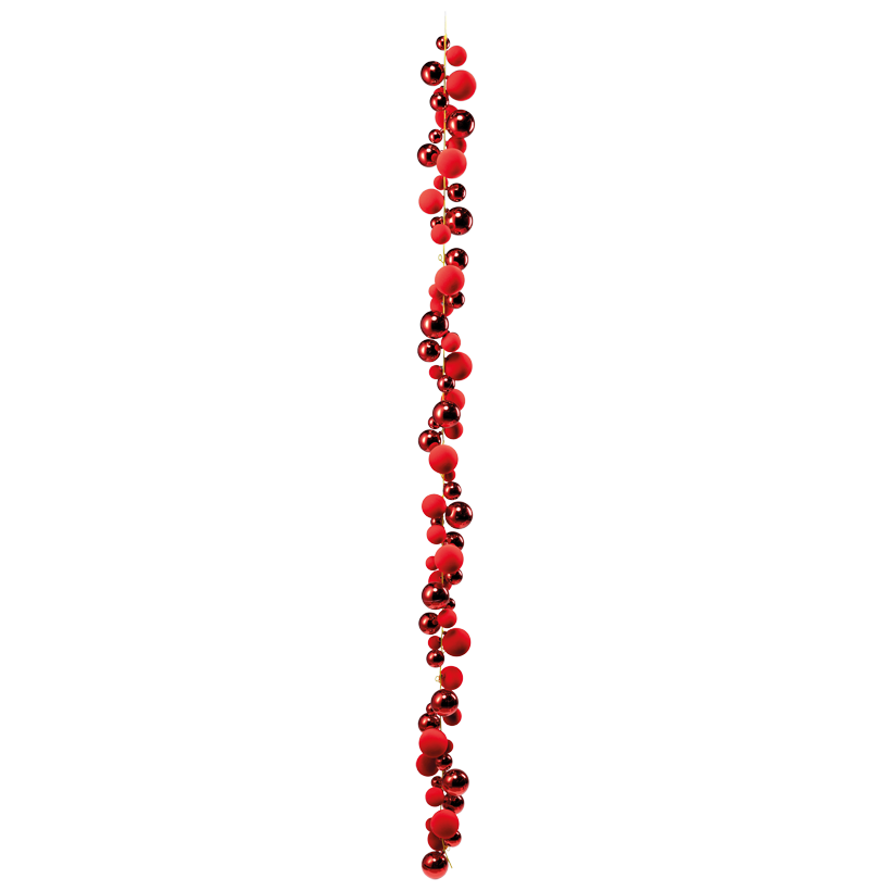 Kugelkette mit 72 Kugeln, 180cm aus Kunststoff, je 9x glänzend und 9x samten in 3cm/4cm/5cm/6cm