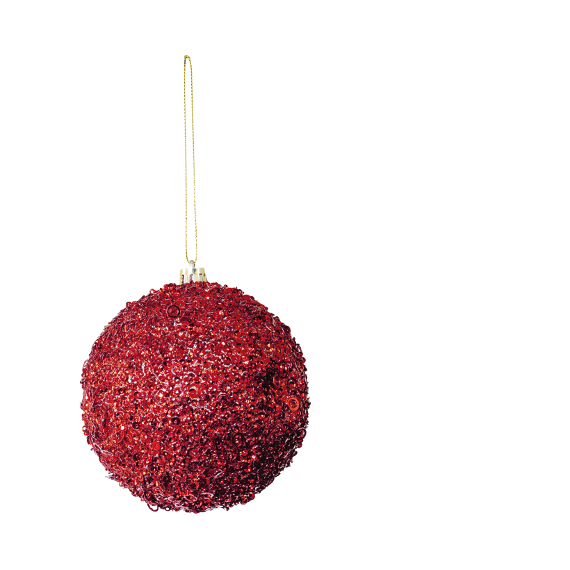Kugel mit Pailletten, Ø 10cm  aus Styropor/Kunststoff, mit Hänger, beglittert