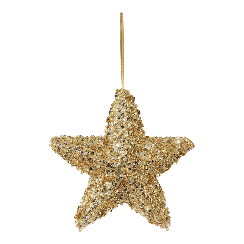 Stern, 35x8cm aus Styropor, mit Glitzer und Pailletten, mit Hänger