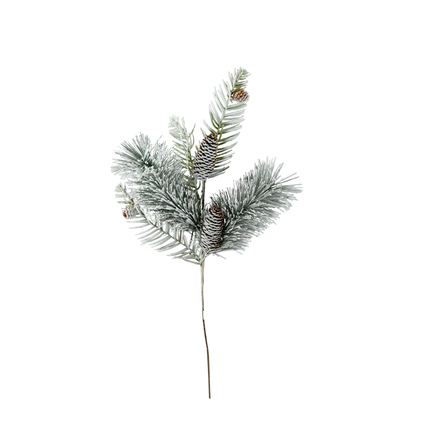 Guirlande de sapin, 70x40cm Stiel: 30cm en plastique, enneigé, avec pommes de pin, unilatéral, flexible