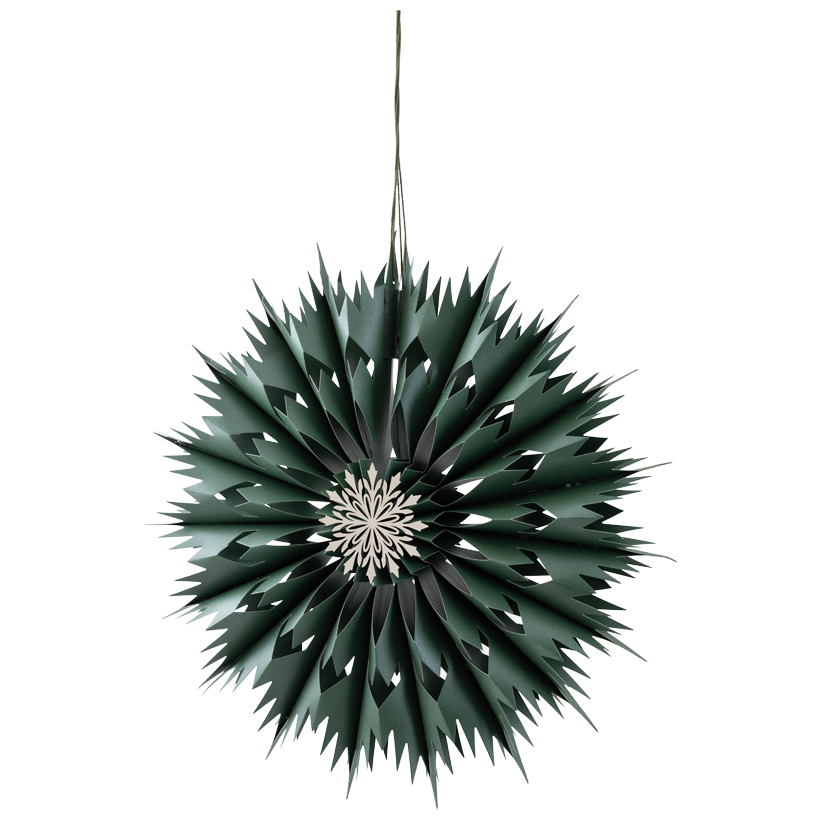 Schneeflocke, mit Metallstern, Ø 60cm aus Papier, faltbar, mit Kordel und Klettverschluss