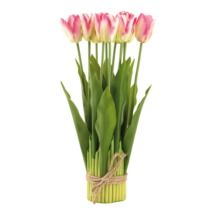 Fagot de tulipes, 37cm ø 7,5cm 12-fois, en plastique/soie synthétique