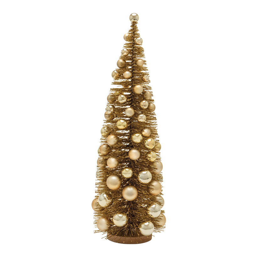 Tannenbaum mit Weihnachtskugeln, 60cm Standfuß: Ø 12cm 0 aus Kunststoff, beglittert