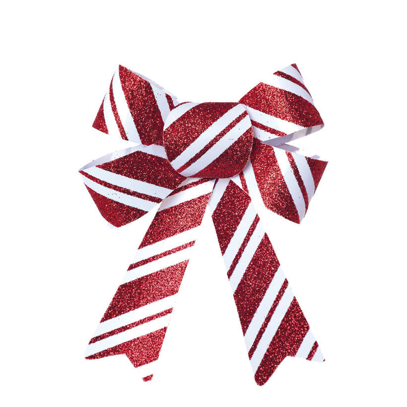 Schleife mit Glitter, 16x13x3cm aus Kunststoff, 2x auf Karte