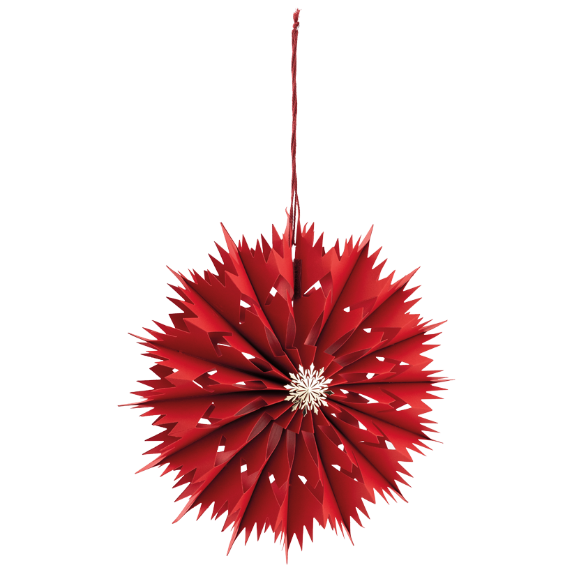 Schneeflocke, mit Metallstern, Ø 40cm aus Papier, faltbar, mit Kordel und Klettverschluss