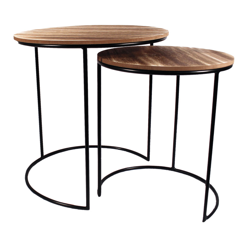 # Metalltische 1. 44x45cm  2. 34x41cm mit MDF-Tischplatte, im 2er-Set, rund # Metalltische 1. 44x45cm  2. 34x41cm mit MDF-Tischplatte, im 2er-Set, rund