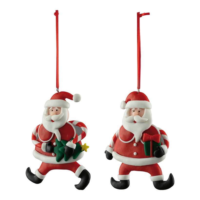 Weihnachtsmänner, 10cm 2-fach, aus Kunststoff, mit Hänger