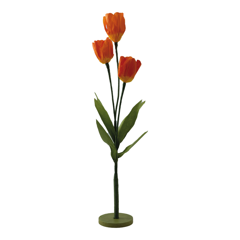 Tulipes sur pied en bois, 75x10cm Holzfuß: ø 12cm 3-fois, 2-pièces, en papier, flexible