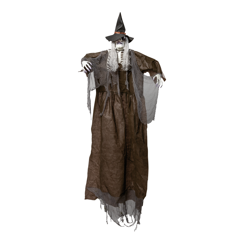 Hexenfigur, 245x194x16cm 2x AAA Batterien erforderlich aus Stoff/Kunststoff, bewegliche Arme, mit LEDs