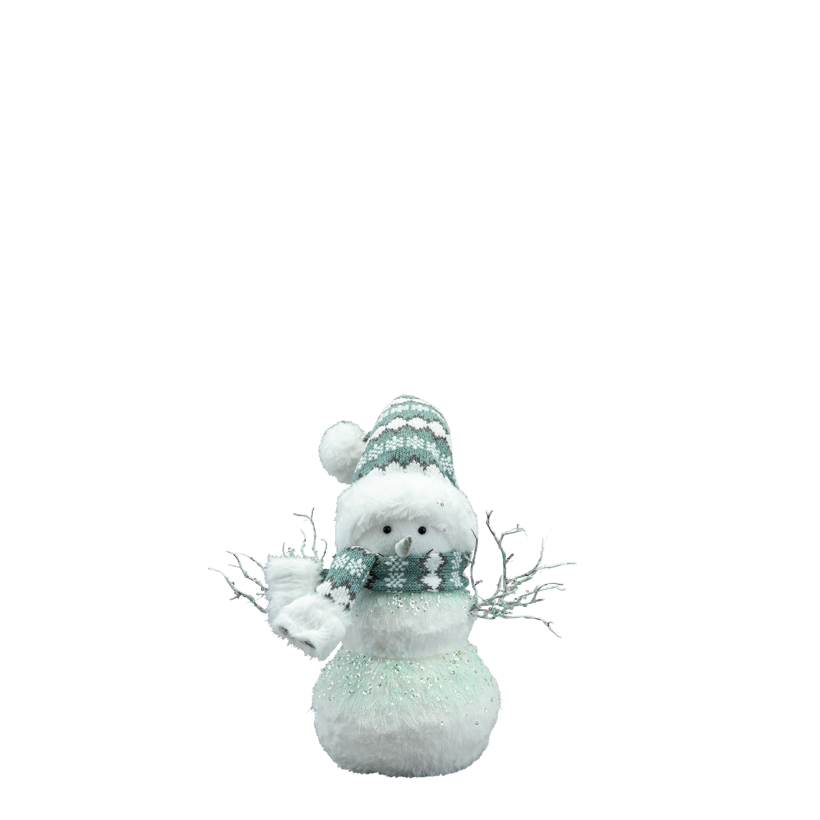 Schneemann, 35x30x15cm aus Styropor/Stoff, Mütze biegsam