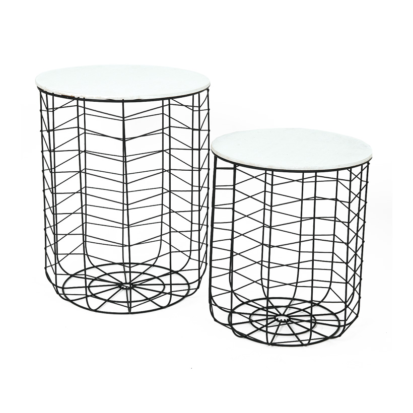 # Metallkörbe, 30,5x30,5x36cm + 35,5x35,5x44cm, 2er-Set, rund, mit Holzplatte # Metallkörbe, 30,5x30,5x36cm + 35,5x35,5x44cm, 2er-Set, rund, mit Holzplatte