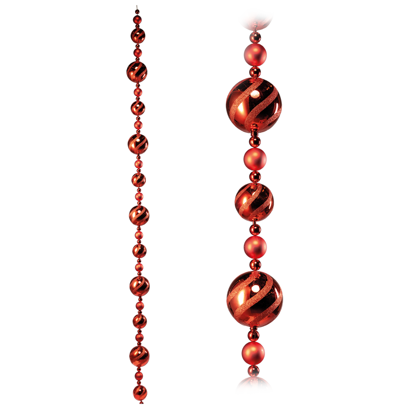 Guirlande de boules de Noël, avec 45 boules, 270cm Ø 3/6/10/14cm en plastique, brillants/mats/avec bandes scintillantes