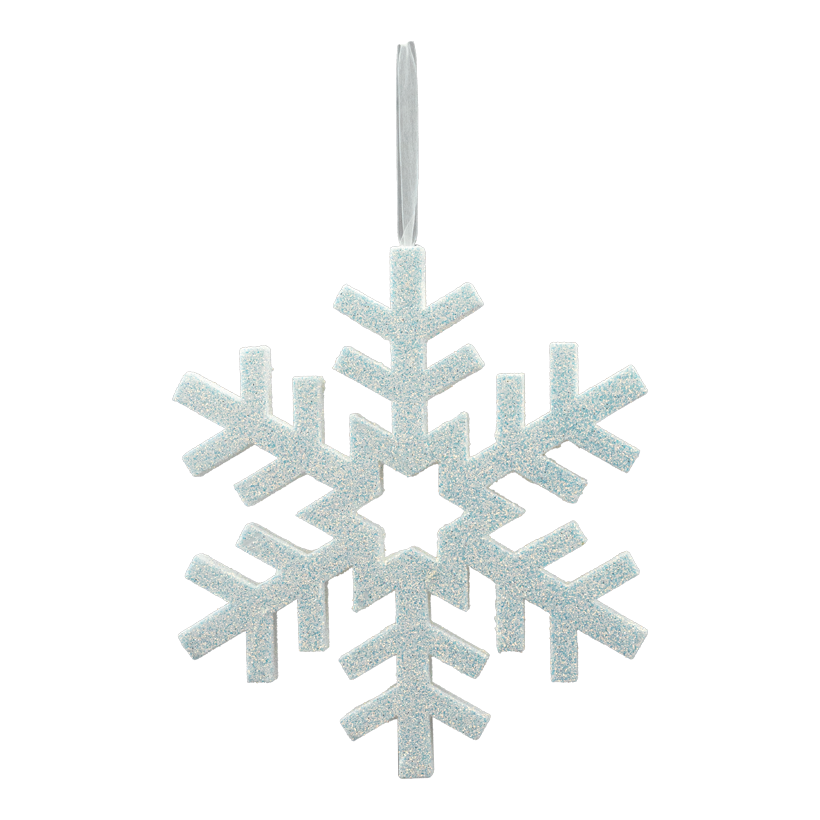 Schneeflocke, 30x30x2cm aus Styropor, mit Hänger, beglittert