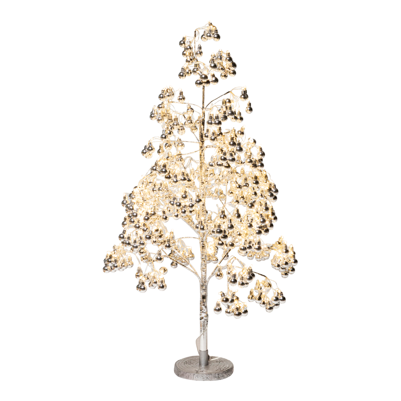 Baum mit Weihnachtskugeln, 90cm mit Standfuß: Ø 15,5cm mit 480 LEDs, 2-teilig, aus Kunststoff, Weihnachtskugeln Ø 2cm, mit 5m IP44 Stecker