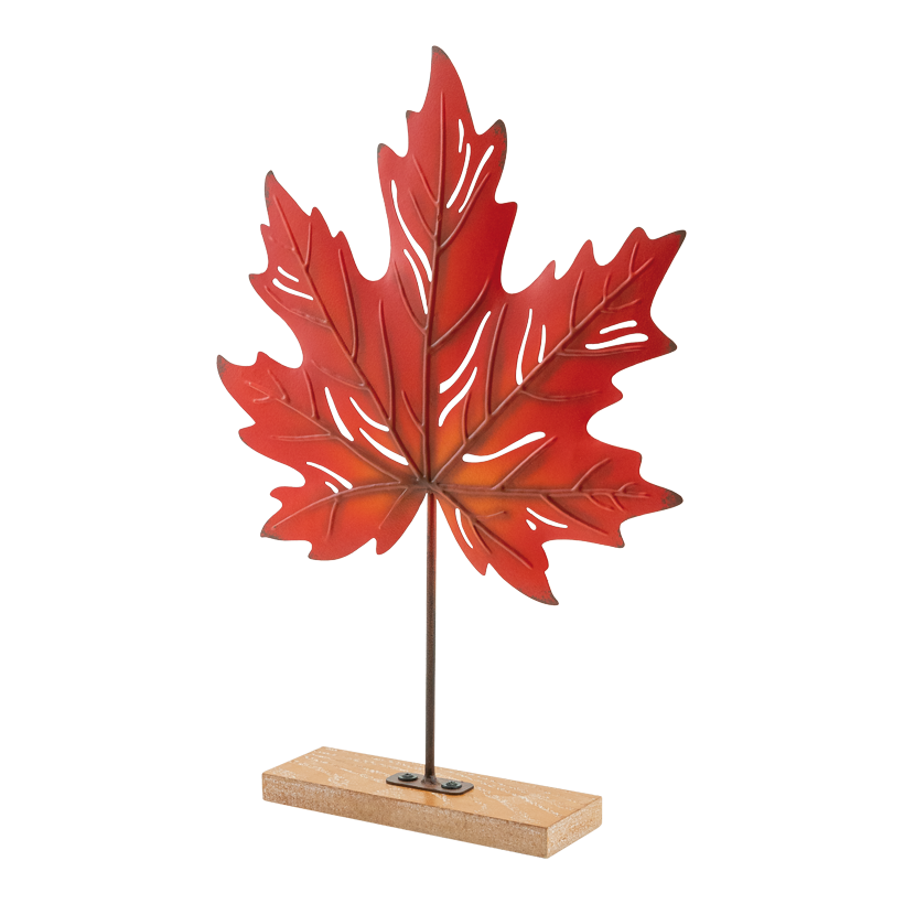 Ahornblatt auf Standfuß, 39x27x5,5cm Standfuß: 16,5x5,7x1,5cm 0 aus Metall/MDF, 0