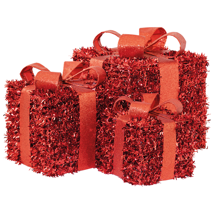 Paquets cadeaux, 17x15x15, 25x20x20, 29x25x25cm 3 pcs/set, en lametta et métal, emboîtables