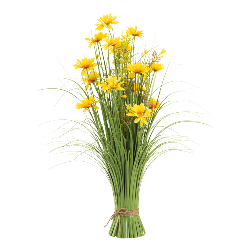 Grasbündel mit Margeriten, 70cm Breite: ø 30cm aus Kunststoff/Kunstseide