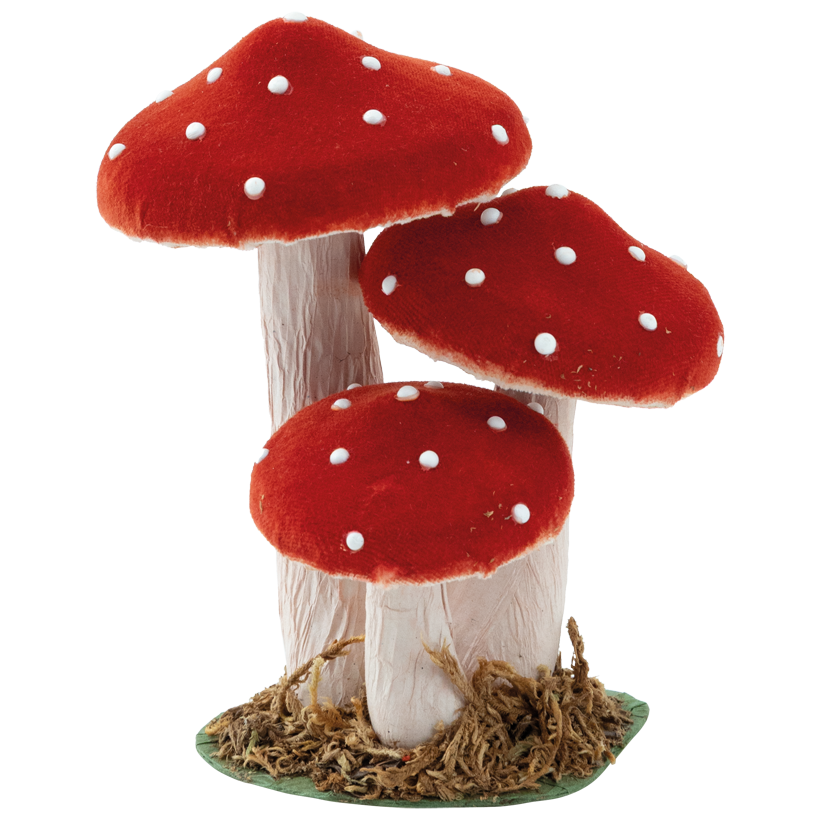 Fliegenpilz-Gruppe, 17x14x11cm 3-fach, aus Styropor