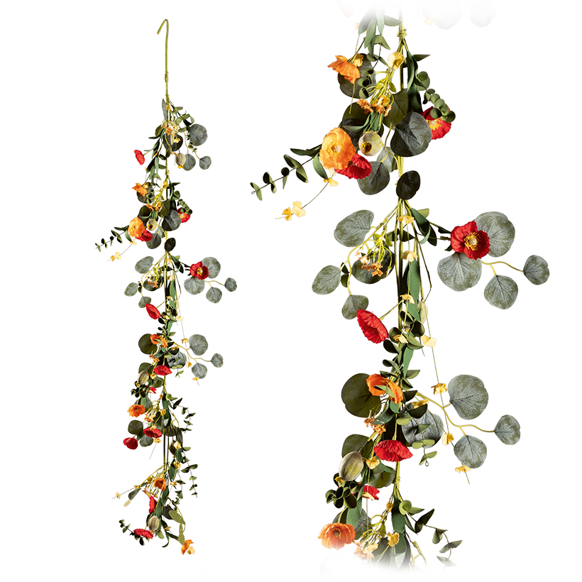 Mohnblütengirlande, 150cm aus Kunststoff/Kunstseide