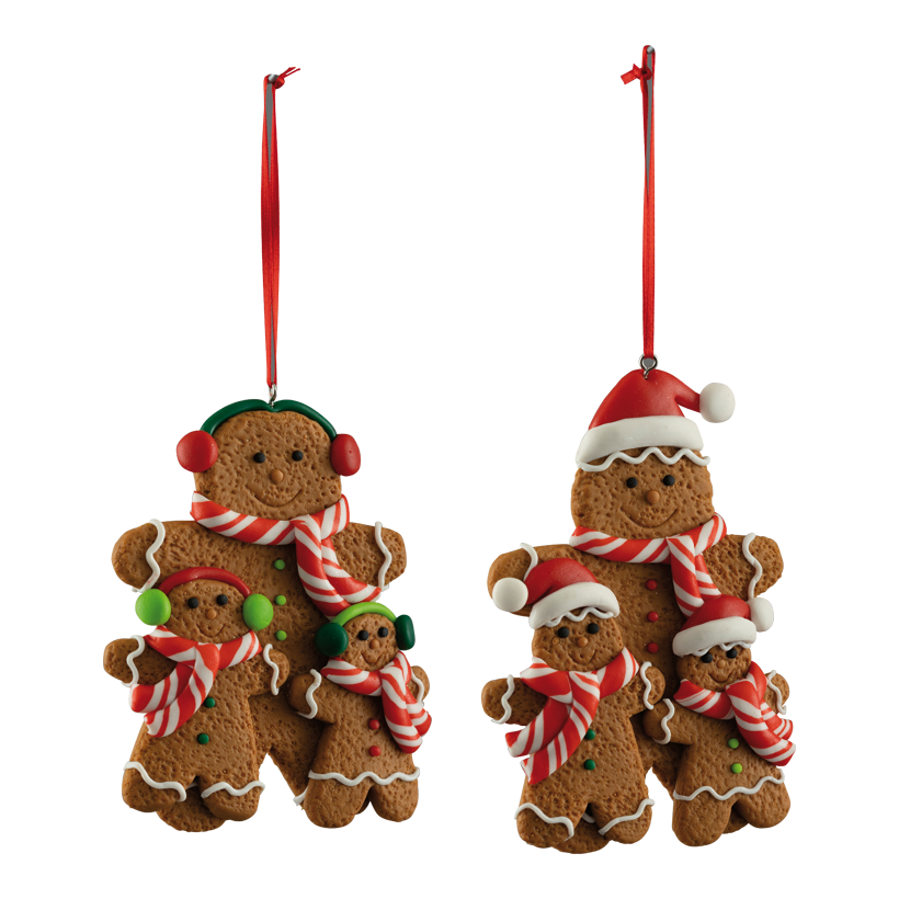 Lebkuchen "Familie", 11-12cm 2-fach, aus Kunststoff, mit Hänger