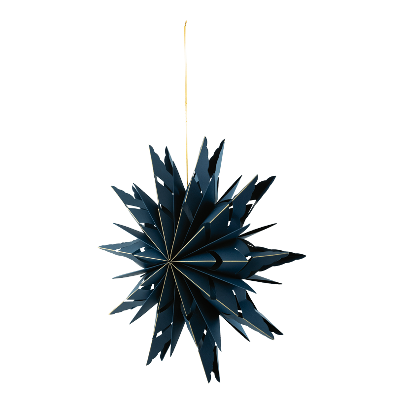 Faltstern, ø 40cm 10-zackig, aus Pappe, mit Magnetverschluss, mit goldenen Rändern