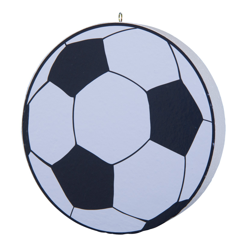 Pendentif football, ø 20cm en polystyrène double face, avec oeillet de suspension