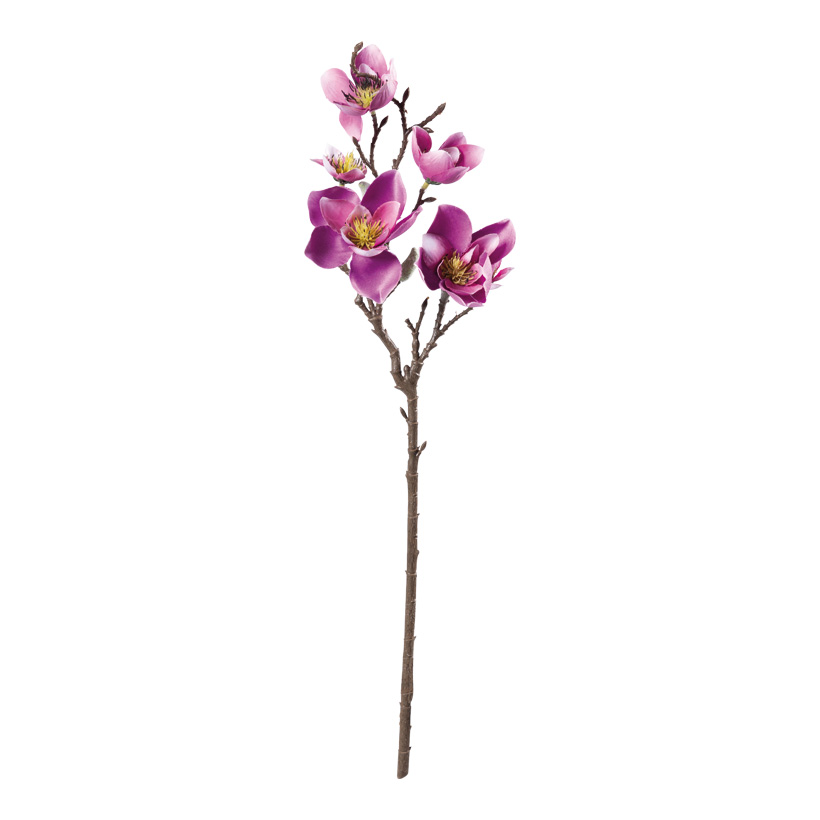 Branche de magnolia, 49cm Stiel: 26cm avec 6 fleurs &2  bourgeons, en plastique/soie artificielle, flexible