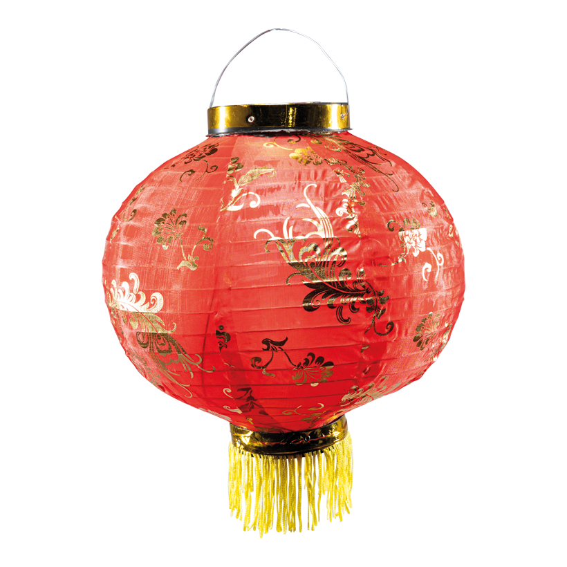 Chinesische Laterne, Ø 30cm aus Kunstseide, mit Quasten, zum Hängen Chinesische Laterne, Ø 30cm aus Kunstseide, mit Quasten, zum Hängen