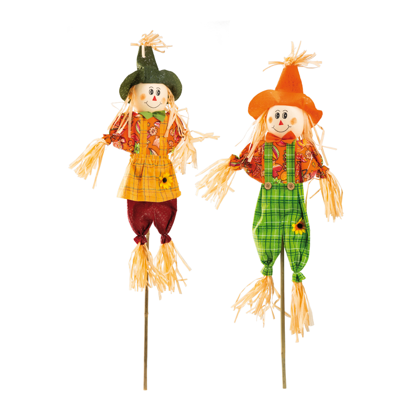 Vogelscheuchen, 90cm im 2-er Set, aus Stoff/Stroh/Styropor