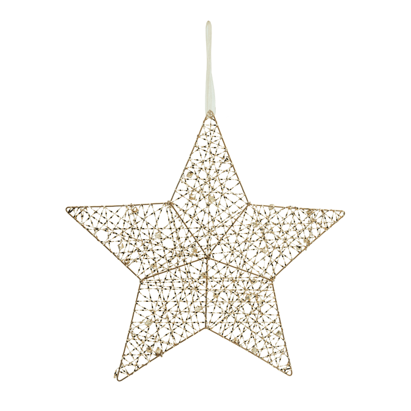 Stern mit Perlen, 40cm aus Metalldraht, flach, mit Hänger