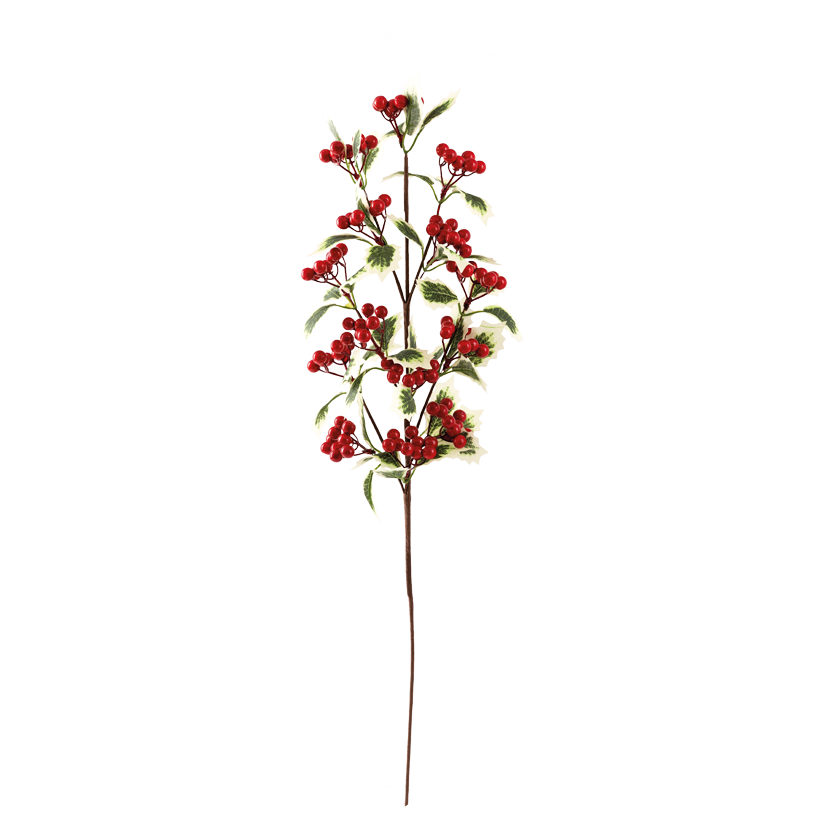 Ilexzweig mit Beeren, 70cm aus Kunststoff, biegsam