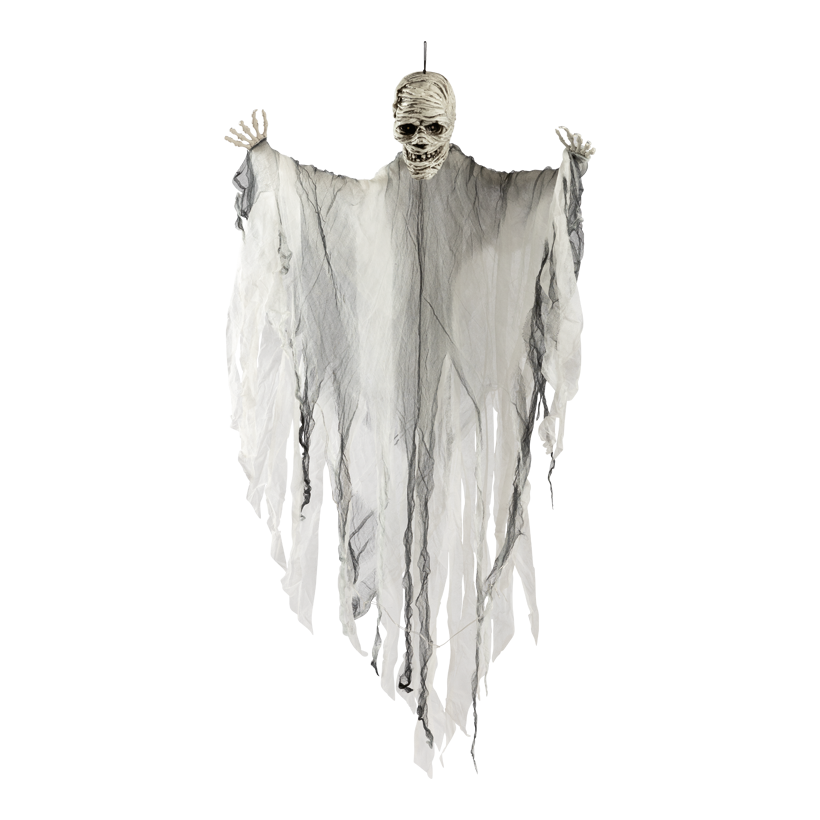 Gruselfigur "Mumie", 160x120x16cm 3x AA Batterien erforderlich mit LEDs, aus Kunststoff/Stoff, Augen blinken rot, mit Hänger