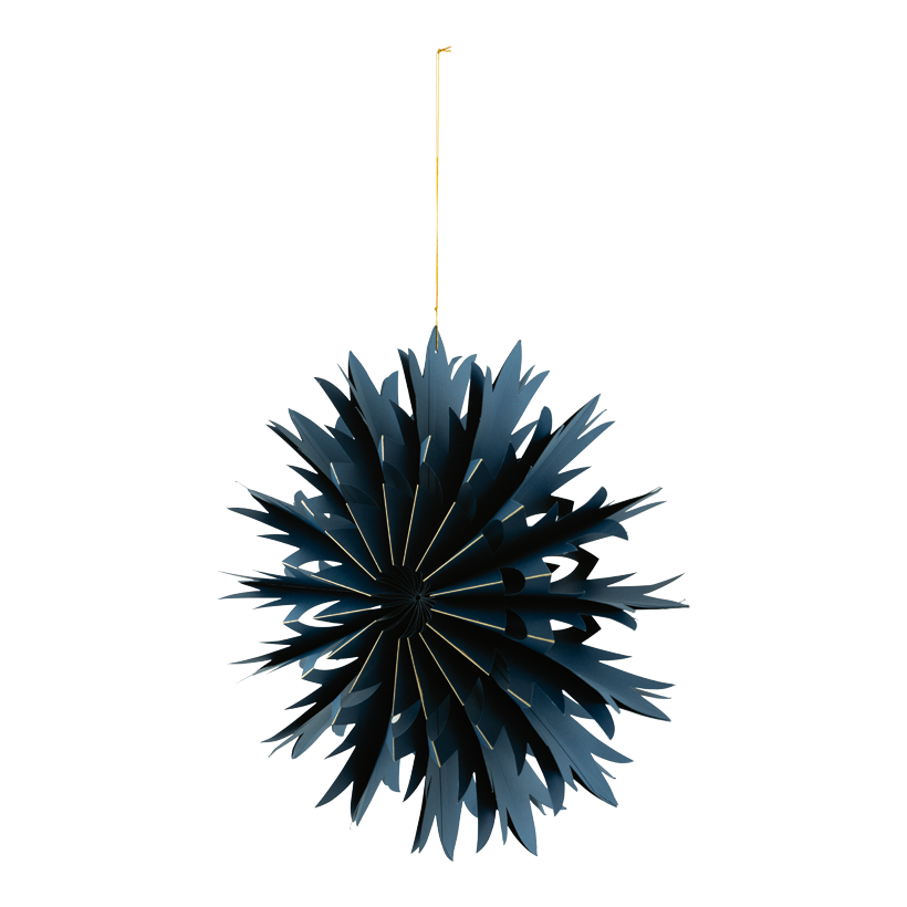 Schneeflocke, ø 40cm aus Pappe, faltbar, mit goldenen Rändern, mit Hänger