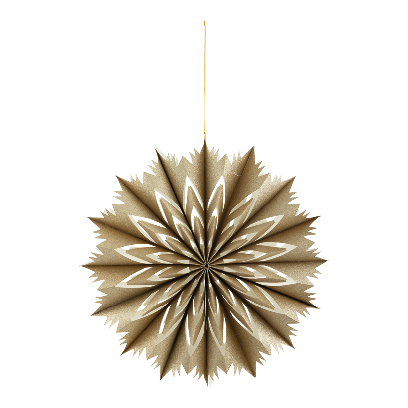 Schneeflocke, ⌀ 40cm aus Pappe, faltbar, glitzernd, mit Magnetverschluss