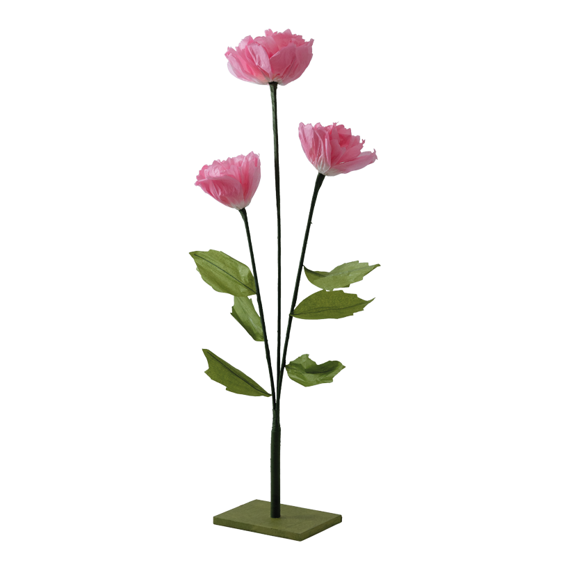 Fleurs sur pied en bois, 85cmø 20cm, 120cmø 25cm, 158cmø 35cm Holzfuß: 17x12x1,5cm 3-fois, 2-pièces, en papier, flexible