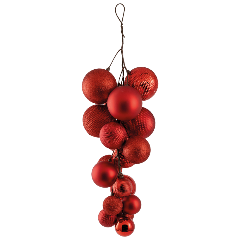 Traubenhänger, 60cm Ø 6cm, 8cm und 10cm aus Kunststoff, bestehend aus 19 Kugeln