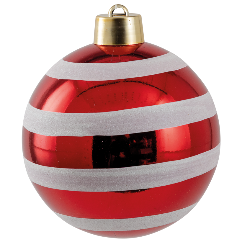 Weihnachtskugel, Ø 20cm aus Kunststoff, mit horizontalem weißen Glitzer
