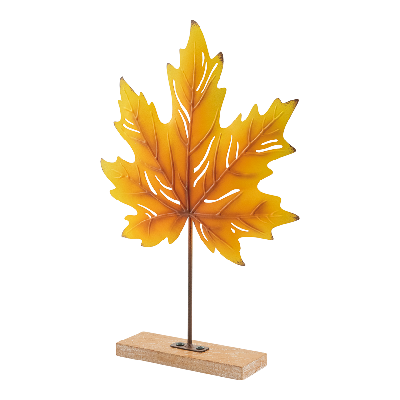 Ahornblatt auf Standfuß, 39x27x5,5cm Standfuß: 16,5x5,7x1,5cm 0 aus Metall/MDF, 0