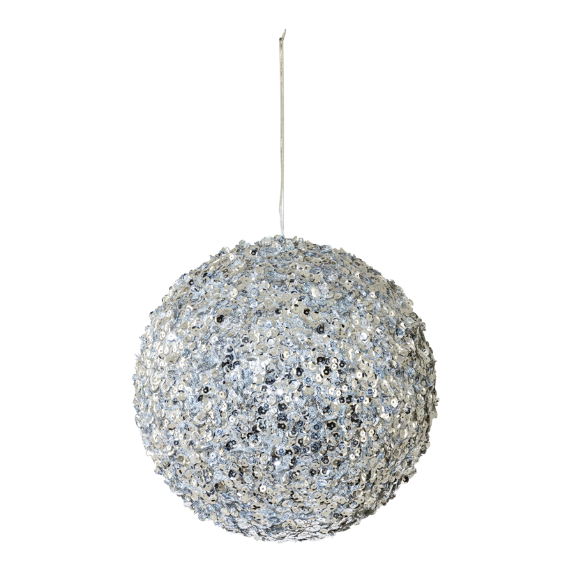 Kugel, ø 25cm aus Styropor, mit Glitzer und Pailletten, mit Hänger