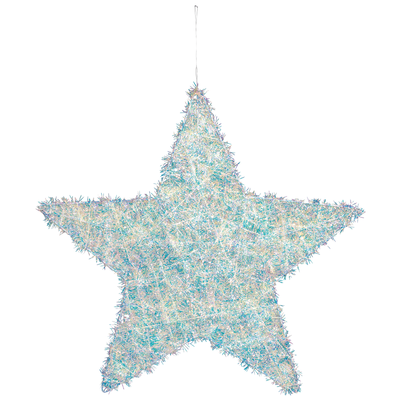 Stern, mit Hänger, Ø 60cm aus Tinsel und Metall