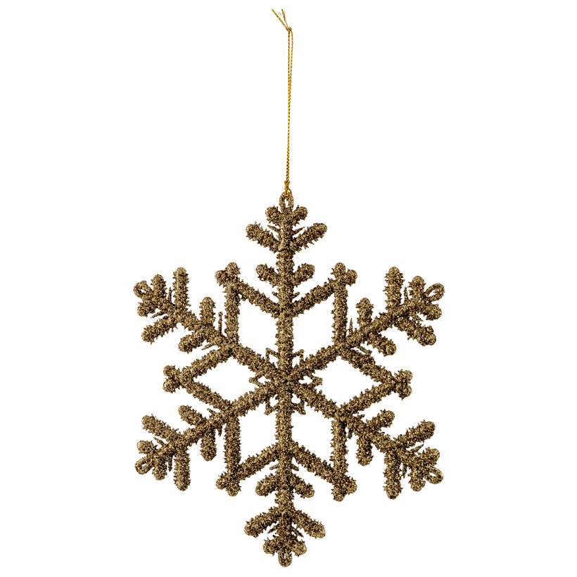 Flocon de neige, Ø 20cm en plastique, avec suspension, avec glitter
