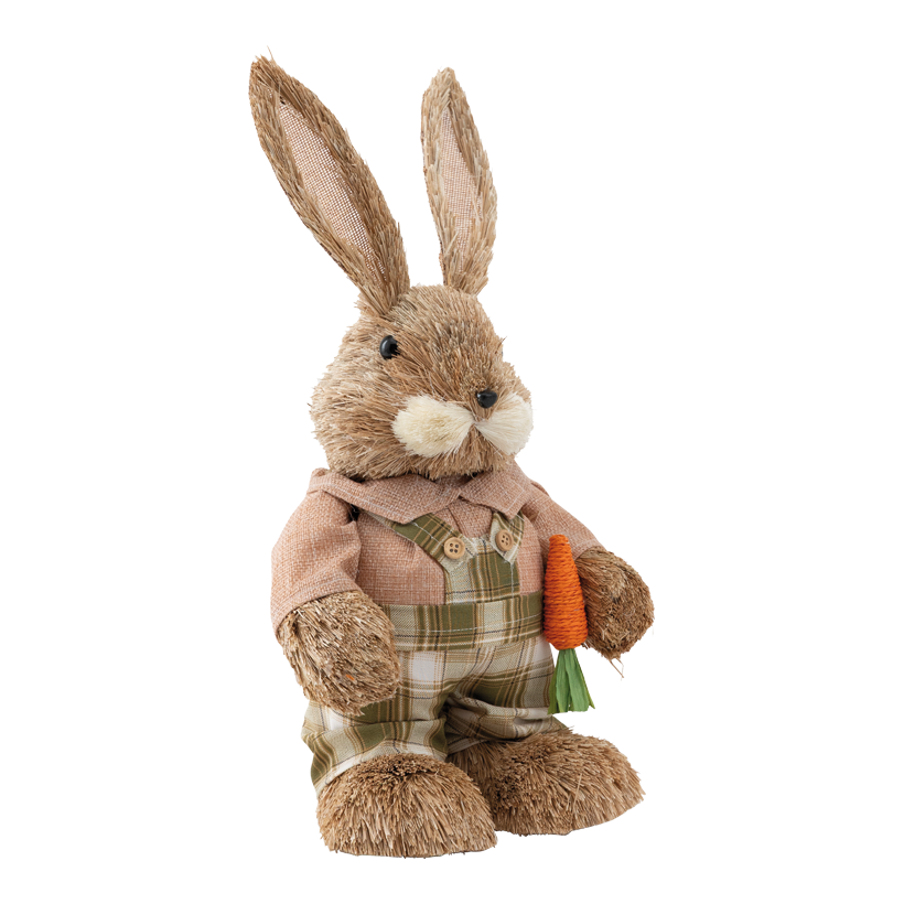 Hase mit Latzhose, 40x18x15cm aus Styropor/Stroh/Kunstfaser