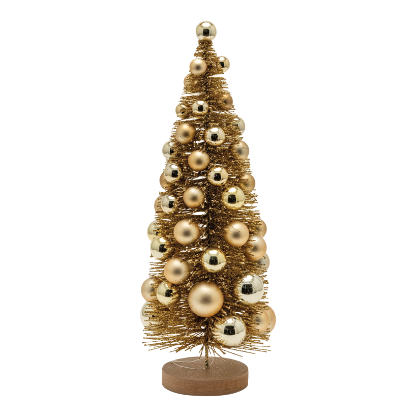 Tannenbaum mit Weihnachtskugeln, 42cm Standfuß: Ø 10cm 0 aus Kunststoff, beglittert