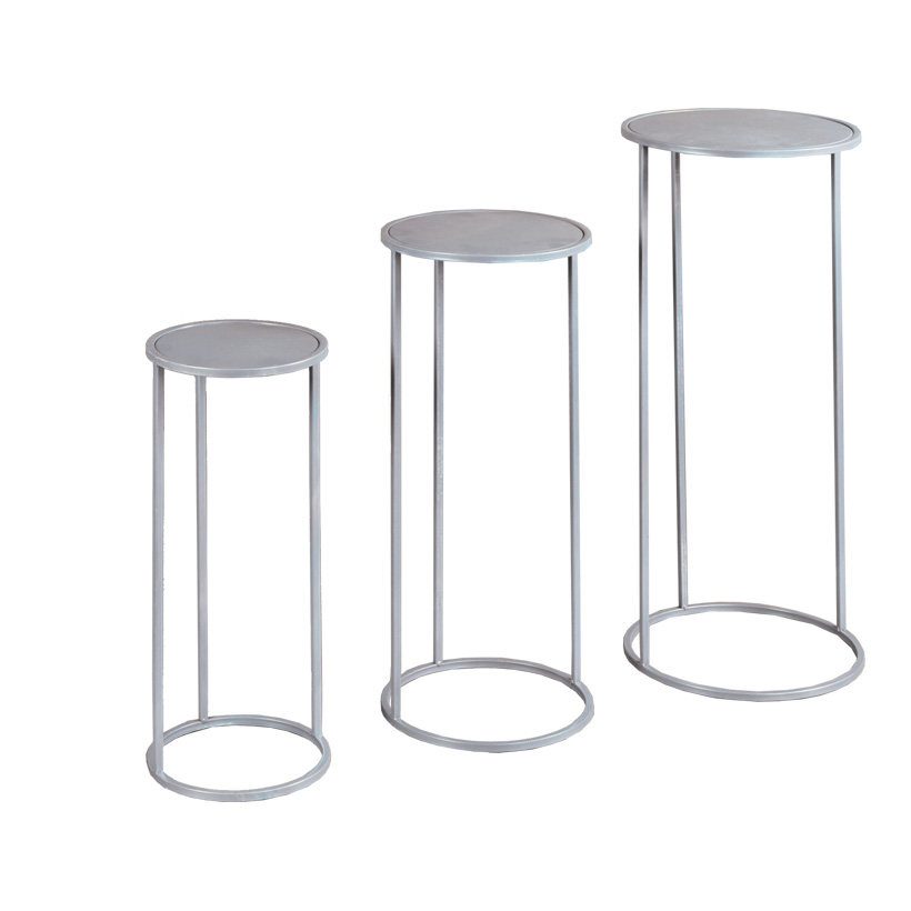 Metalltische, 22x22x50cm, 27x27x60cm, 32x32x70cm rund, im 3er-Set, pulverbeschichtet
