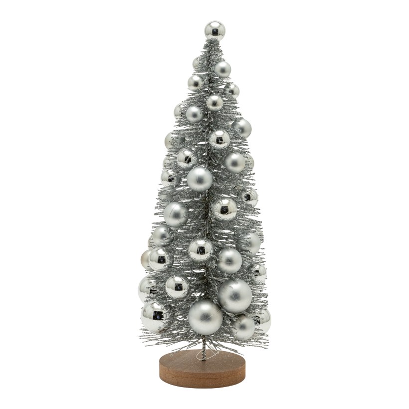 Tannenbaum mit Weihnachtskugeln, 42cm Standfuß: Ø 10cm 0 aus Kunststoff, beglittert
