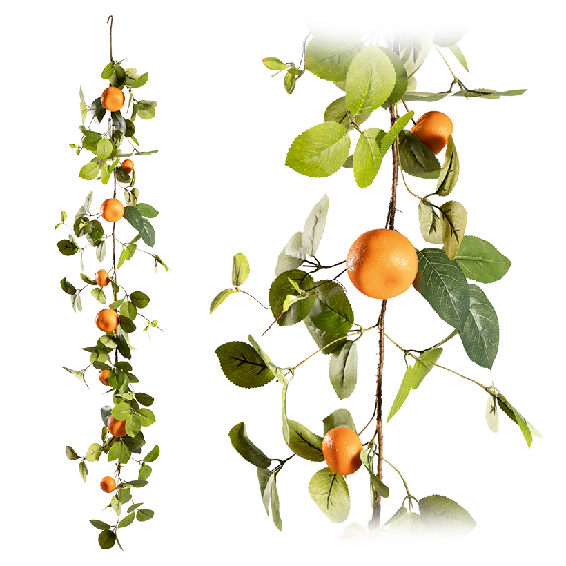 Orangengirlande, 150cm mit 8 Orangen, aus Kunststoff