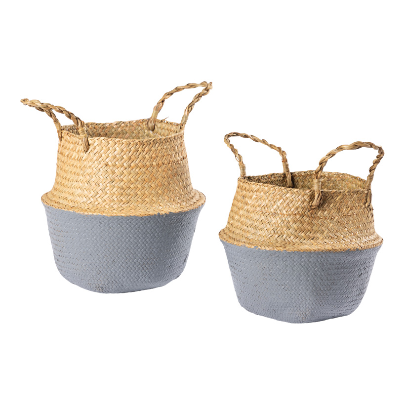 Körbe M: 27x23cm, L: 32x27cm 2-er Set, aus Seegras, mit Henkel