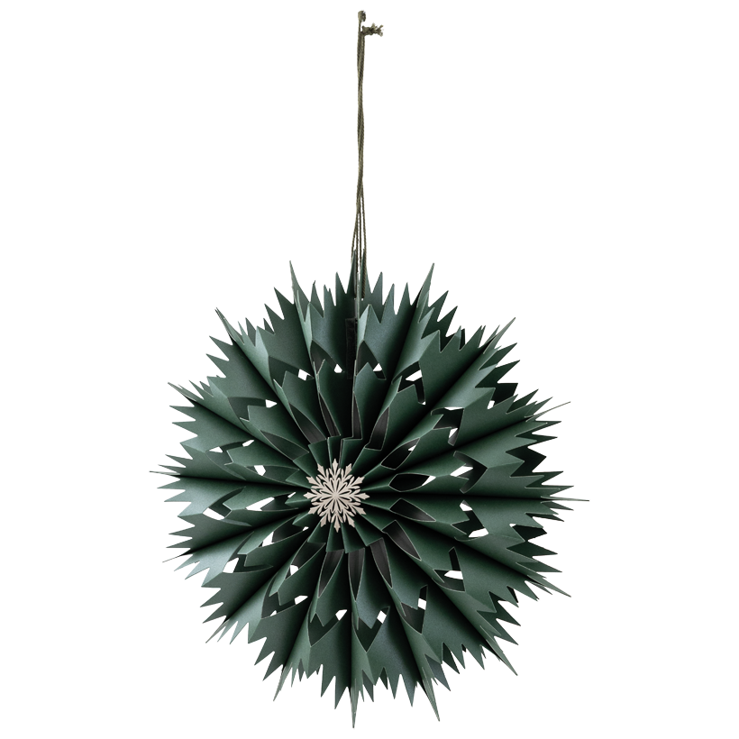 Schneeflocke, mit Metallstern, Ø 40cm aus Papier, faltbar, mit Kordel und Klettverschluss