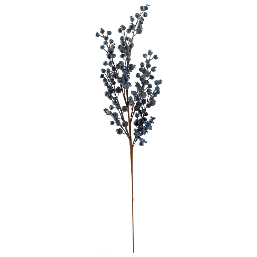 Blaubeerenzweig, 70x15cm Stiel ca. 30cm aus Kunststoff, biegsam